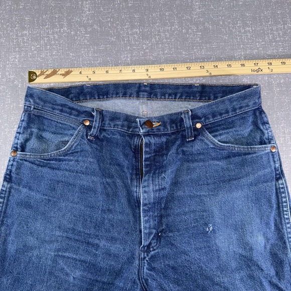 Wrangler 13MWZ Jeans Mens 36x36 Blue Denim Cowboy Cut Western Straight Leg - Picture 5 of 11